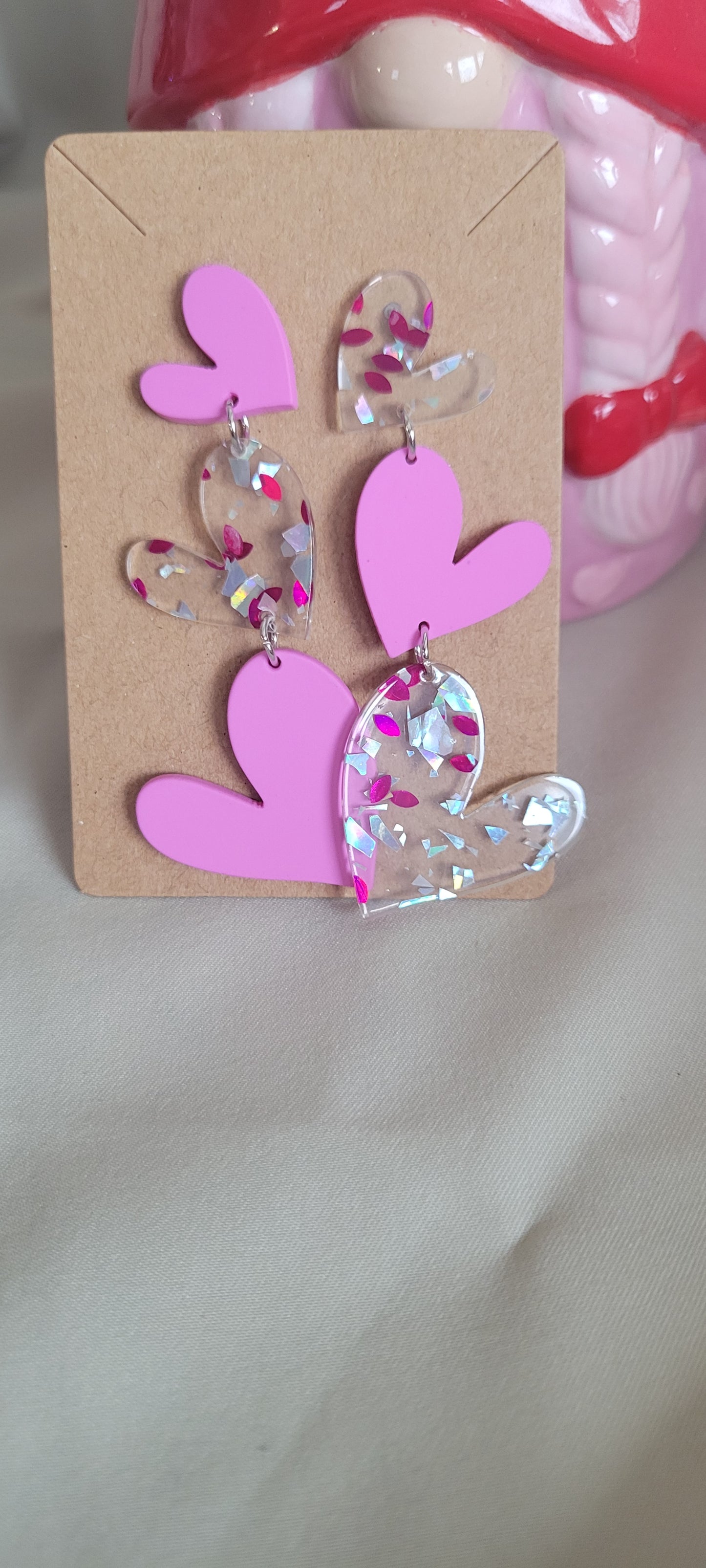 Triple Heart Confetti Earrings