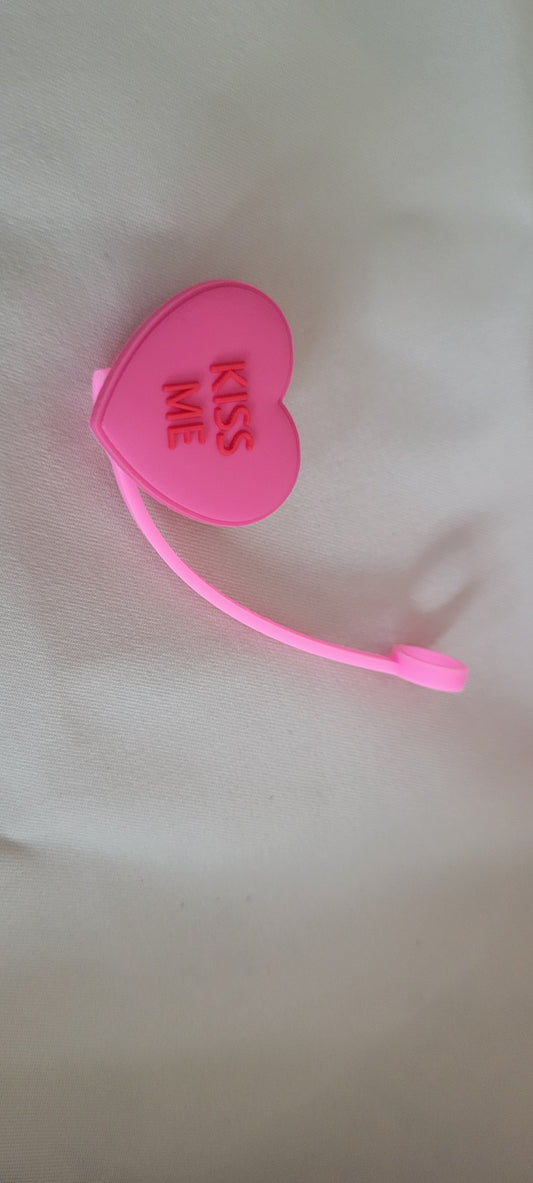 Valentine "kiss me" straw cover